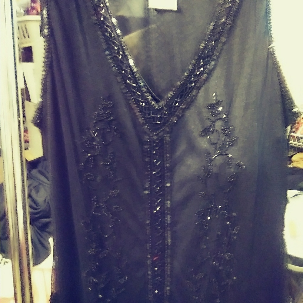 Black beaded d top waist dress